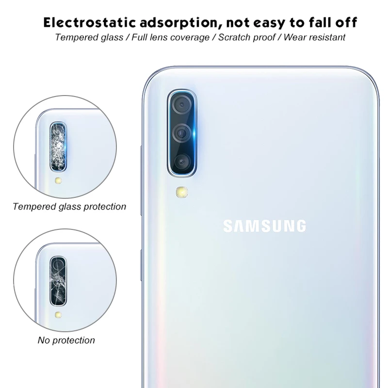 2 в 1 Защитное стекло для Samsung Galaxy A50 A30 A70 защита экрана камеры защитный объектив