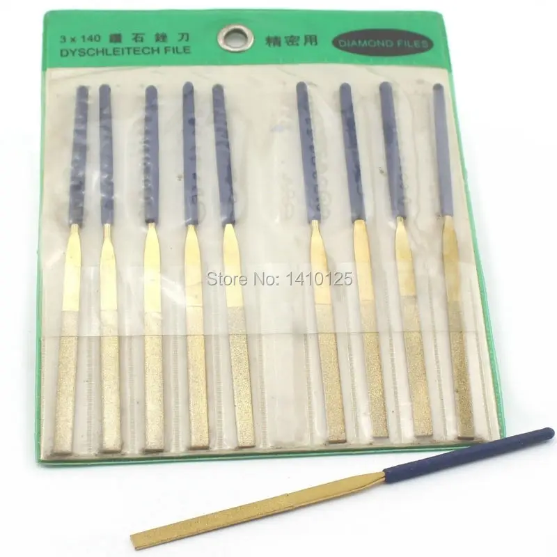 

10Pcs 5-1/2" 140MM x 3MM FLAT Diamond Coated Needle Saw Files Titanium Filing Cutting Glass Rock Carbide Watch Jewelry Repair