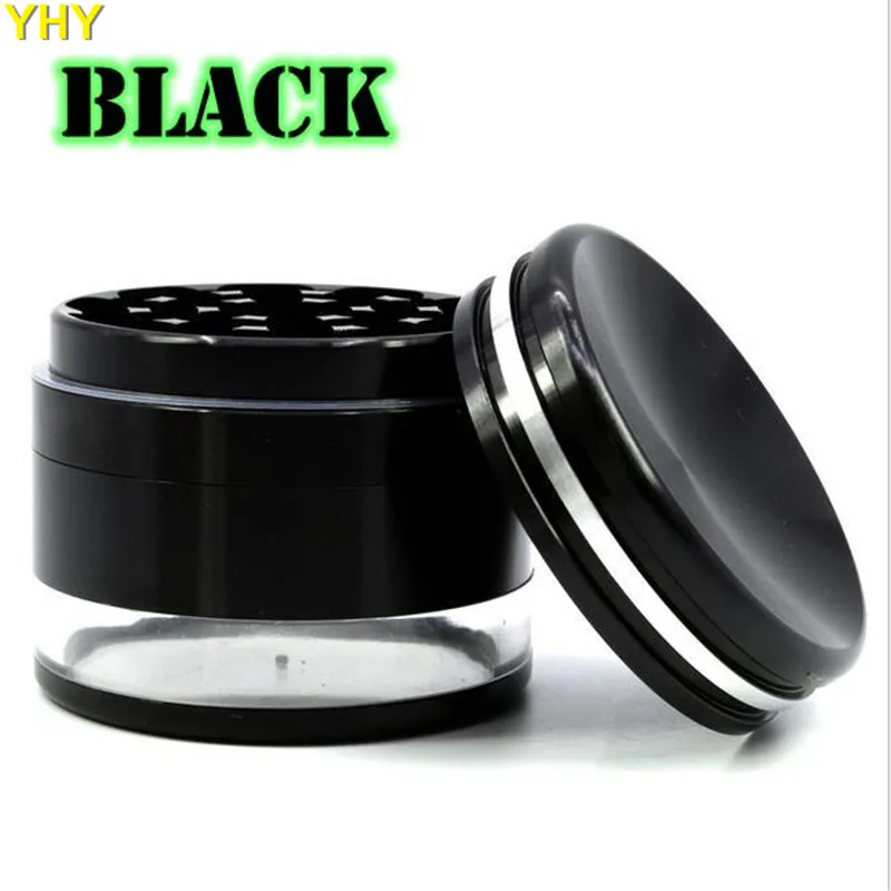 4 Pieces Metal Herb Grinder With Transparent Bottom Cover Concaver Top Cover 63mm Aluminum Alloy Herbal06