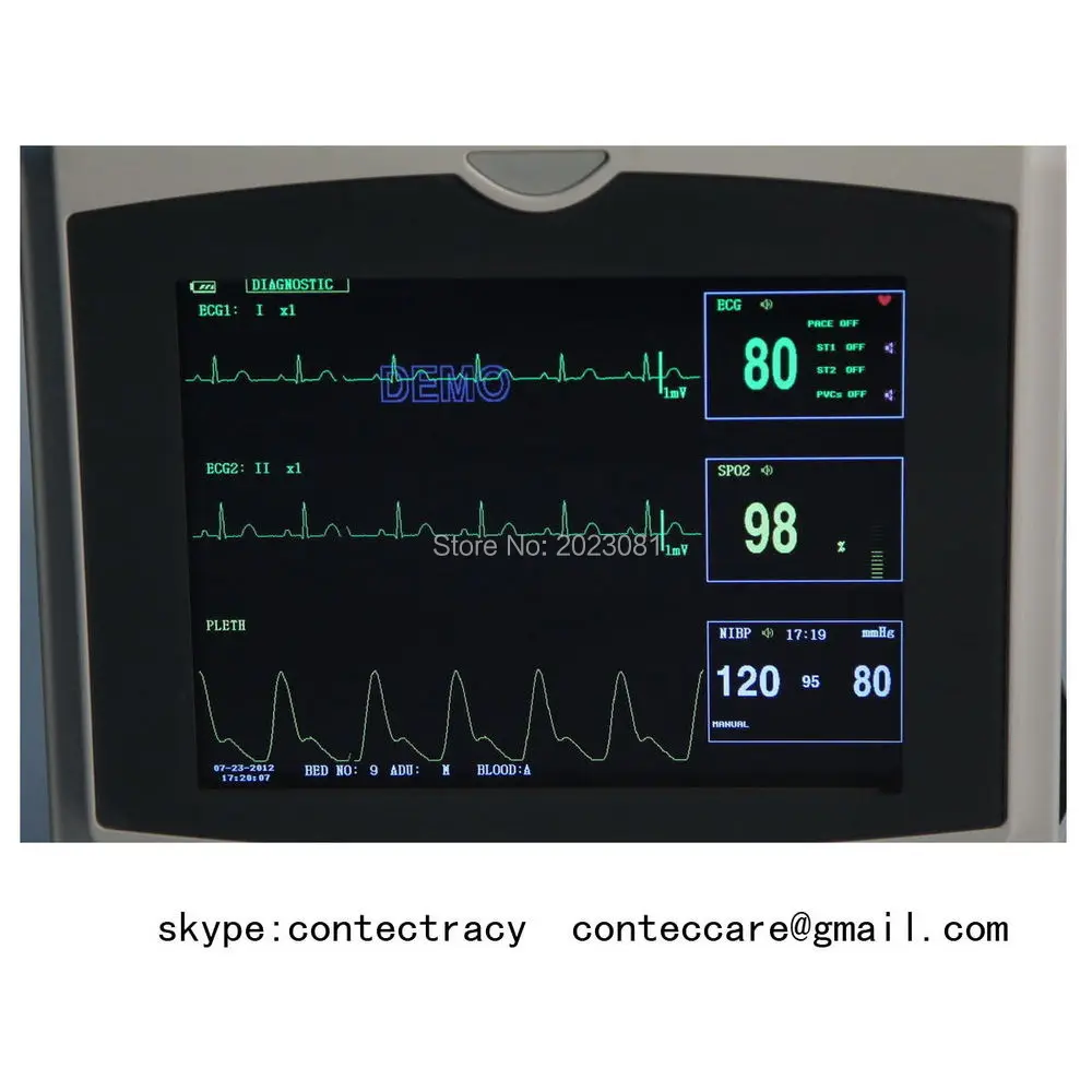 8.4 дюймов Портативный жизненно важных ICU Монитор пациента НИАД SpO2 PR RESP temp HR CMS6000C + принтер