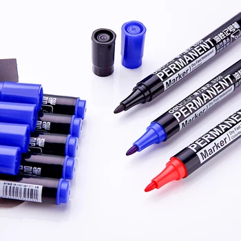 

10Pcs Marker Pen Instant Dry Do Not Fade Permanent 1.5mm Head Oil Type Low Carbon Black Red Blue Office School Marking Deli S550