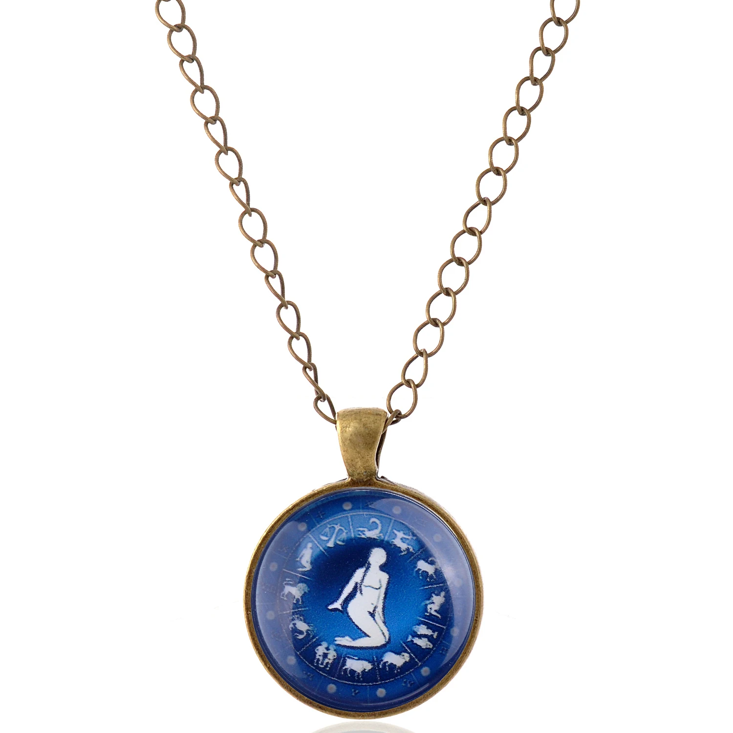

lureme Time Gem The Zodiac Series Virgo Disc Charm Necklace for Women and Girl (nl004186)