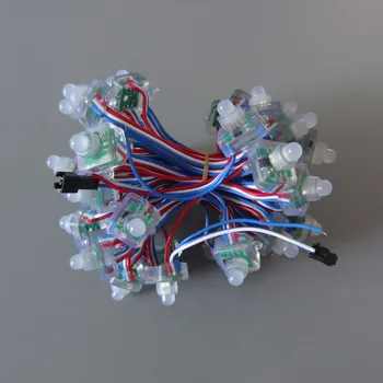 

18AWG wire 50pcs/string DC12V square type WS2811 addressable RGB led pixel light smart module node string light,waterproof IP68