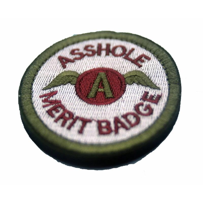 

Asshole Merit Badge Embroidered Embroidery Patches Patch Military Tactical Shoulder Armband Fabric Sticker Clothing Accessory