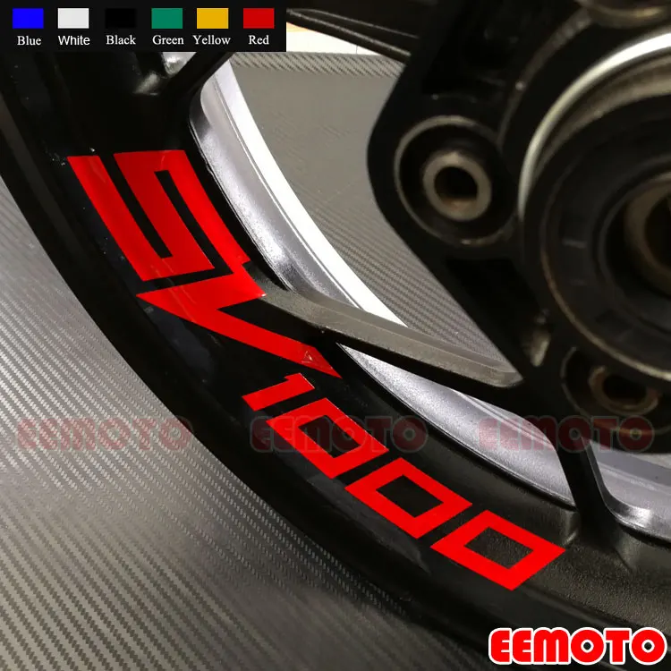 8 X Personalizzata Iner Cerchi Decalcomanie Ruote Adesivi Riflettenti Strisce Impermeabile Del Motociclo Per Suzuki Sv1000 Sv 1000