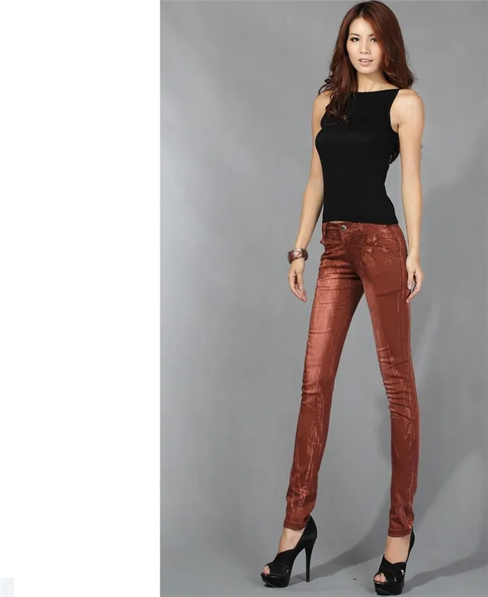 Летние Стрейчевые хлопковые джинсы женские брюки ярких цветов узкие брюки