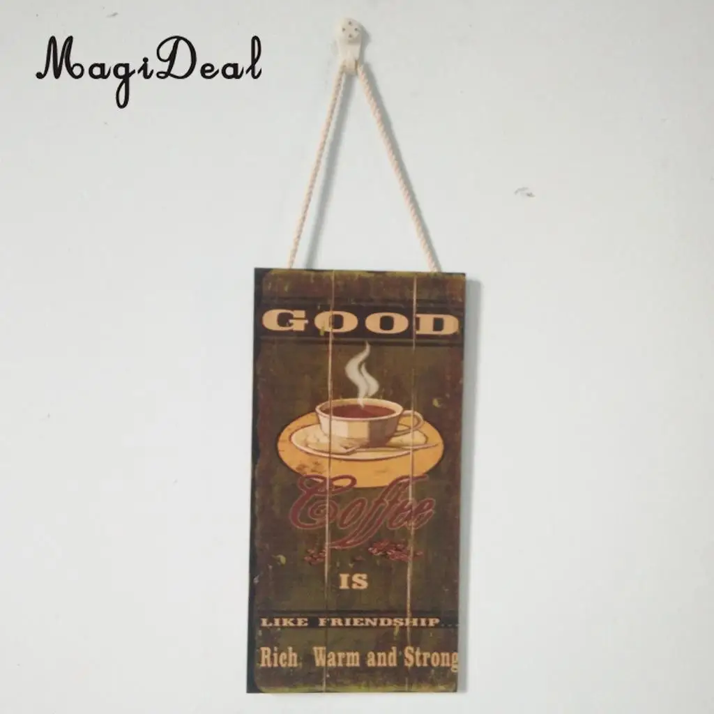 MagiDeal Cafe Bar Pub Kitchen Wooden Sign Dining Hall Coffee House Decor Sign Plaque Wall Plate Board Decorative Sign