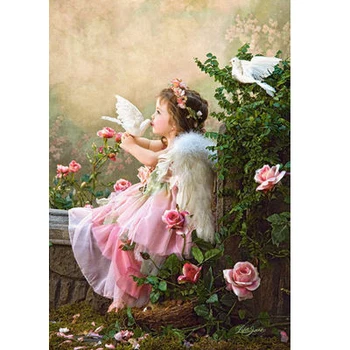 

100% Pure Cotton R Thread Printed Patterns Unfinished Cross Stitch Sets Embroidery Needlework Kits The little angel's