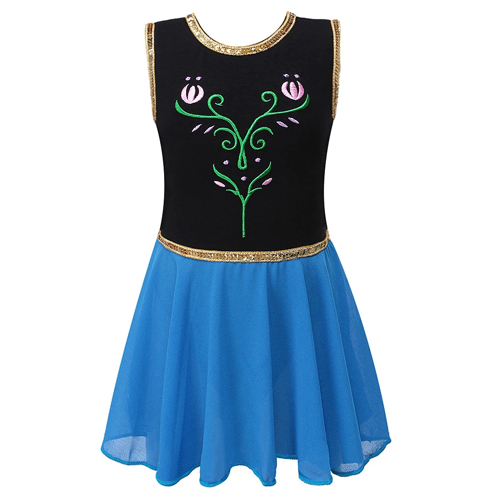 BAOHULU/Черное, синее, розовое танцевальное платье Эльзы для девочек, балетная пачка, Детская Одежда для танцев, гимнастическое трико, костюм для акробатики От 3 до 12 лет детей