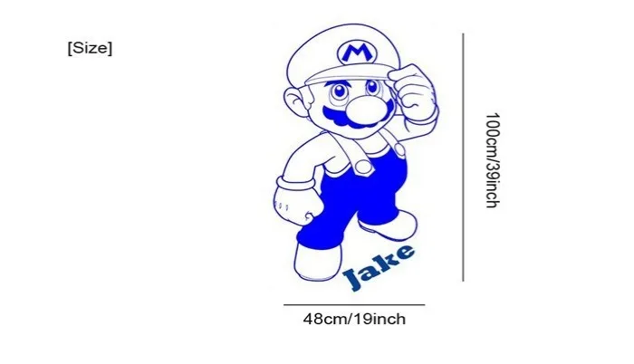 Милые персонализированные наклейки на стену с названием мультфильма Super Mario для