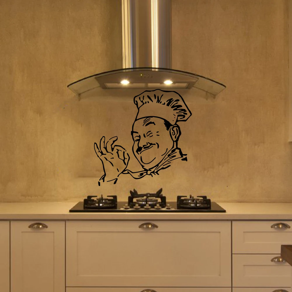 Large Chef Cooker Wall Sticker Kitchen Restaurant Dinning Room Chef Cook Cuisine Wall Decal Vinyl Decor (3)
