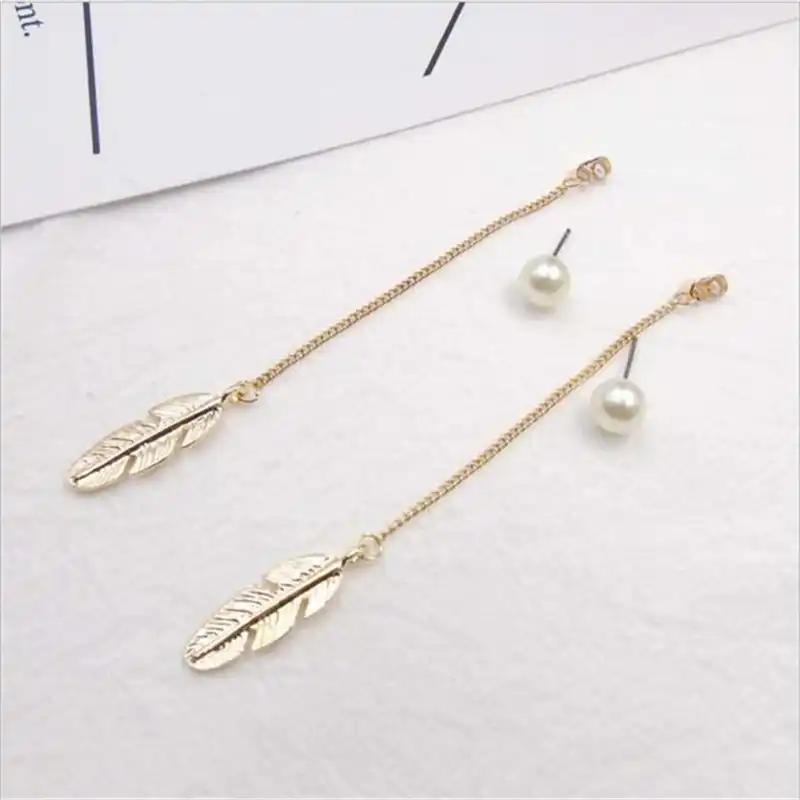 Женские длинные серьги с перьями и листиками 4ED272|earrings earring|earrings longpearl earrings |