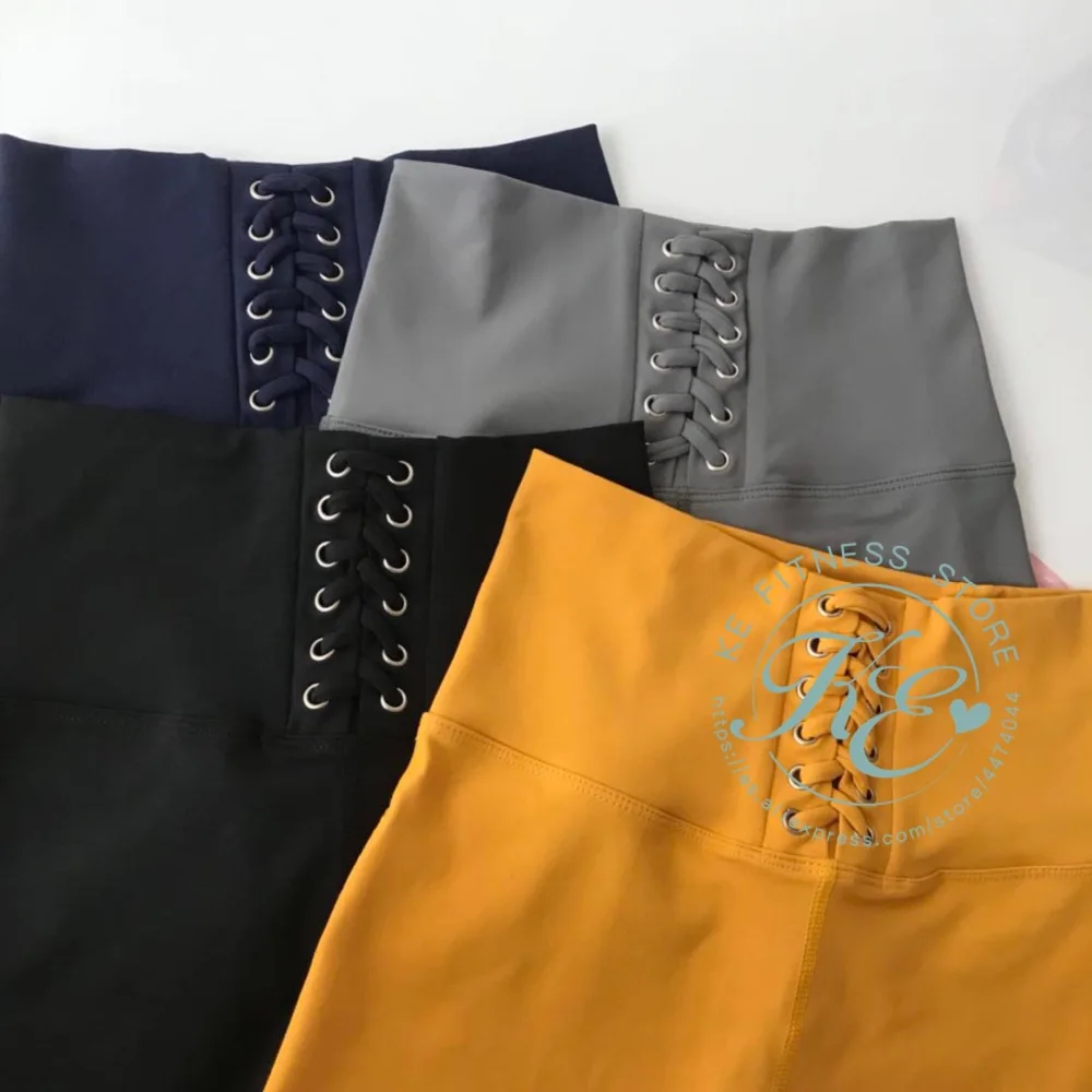 KE correa amarilla cintura alta rojo фитнес pantalones cortos rojos para mujer pantalones Йога gimnasio elasticos alta cadera