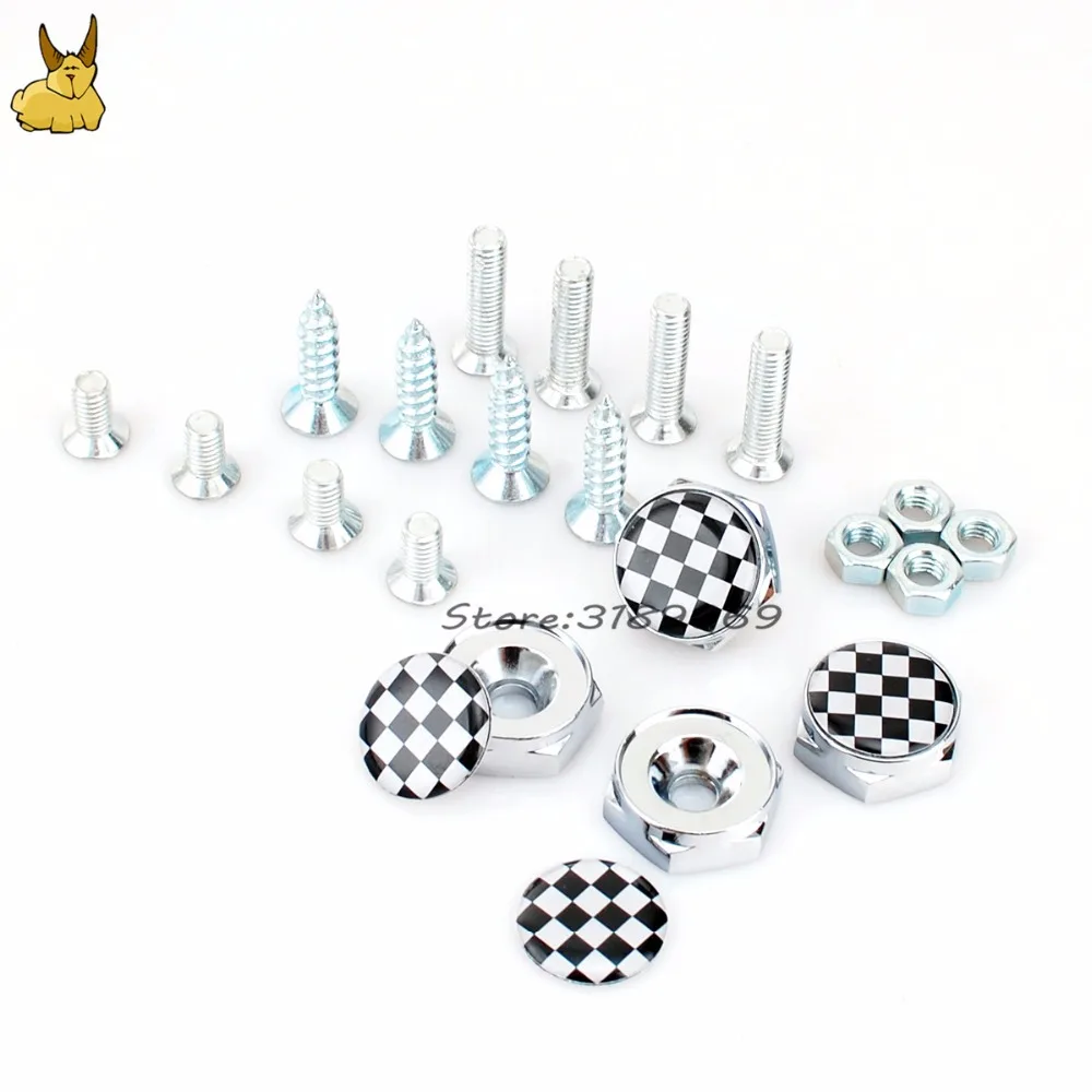 Universal Car License Plate Bolts Frame Chrome Screws for F1 logo MINI