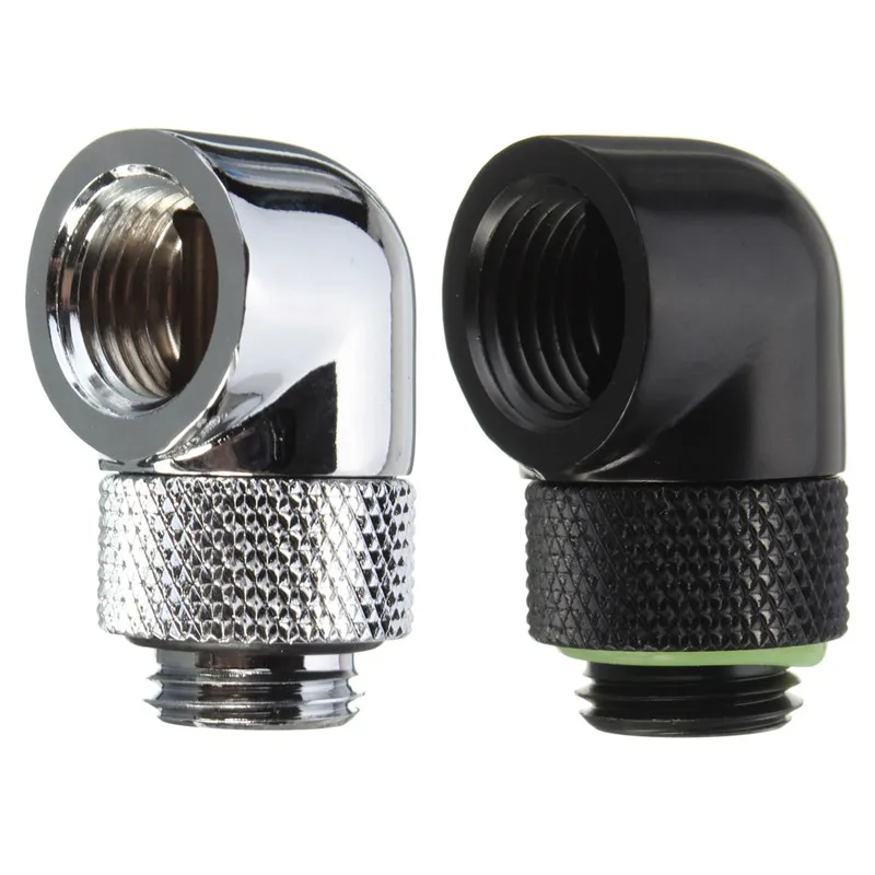 

90 Degree Angle G1/4 Thread Nozzle Rotary Fitting Adapter Matt Water Cooler Cooling PC Water Cooling Radiator Black Silver Color