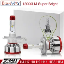 Buy BraveWay 12000LM Car Light Bulbs H4 H7 H8 H9 H11 HB3 HB4 9005 9006 LED Lamp H7 LED Canbus H11 LED Car Lamps Turbo Bulbs for Auto Free Shipping