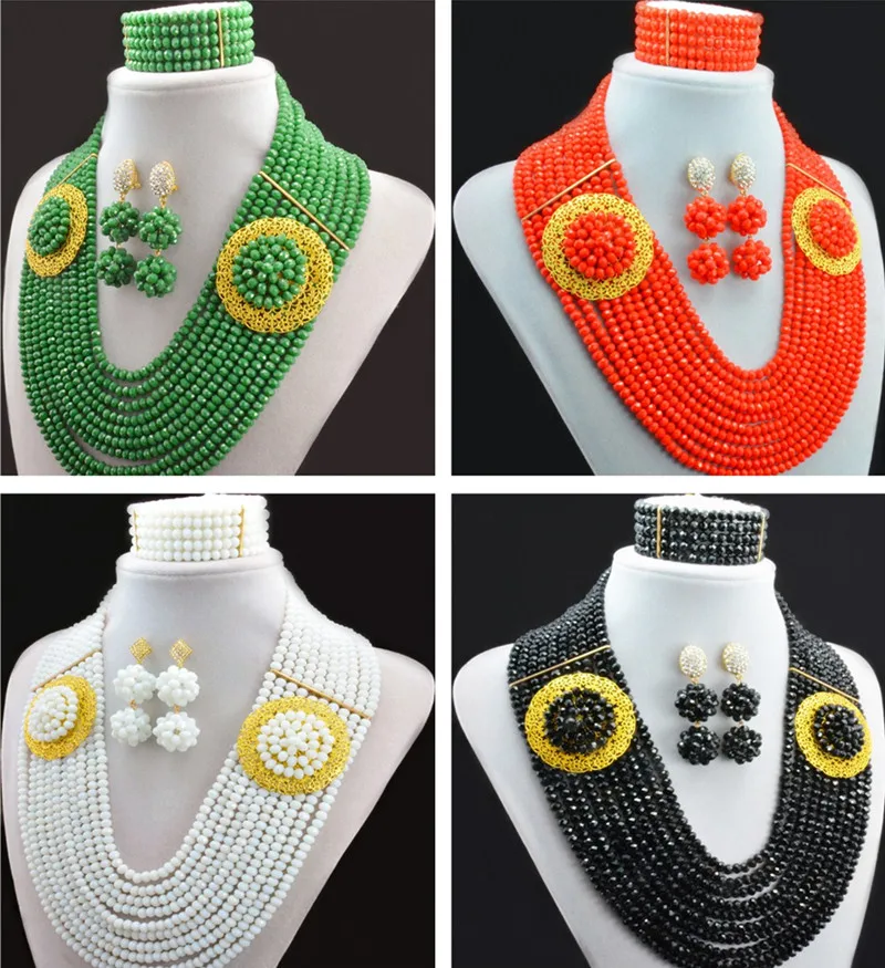 

Nigerian Wedding African Beads Jewelry Set Party Crystal Beads Brial Jewelry Set Free Shipping 2016
