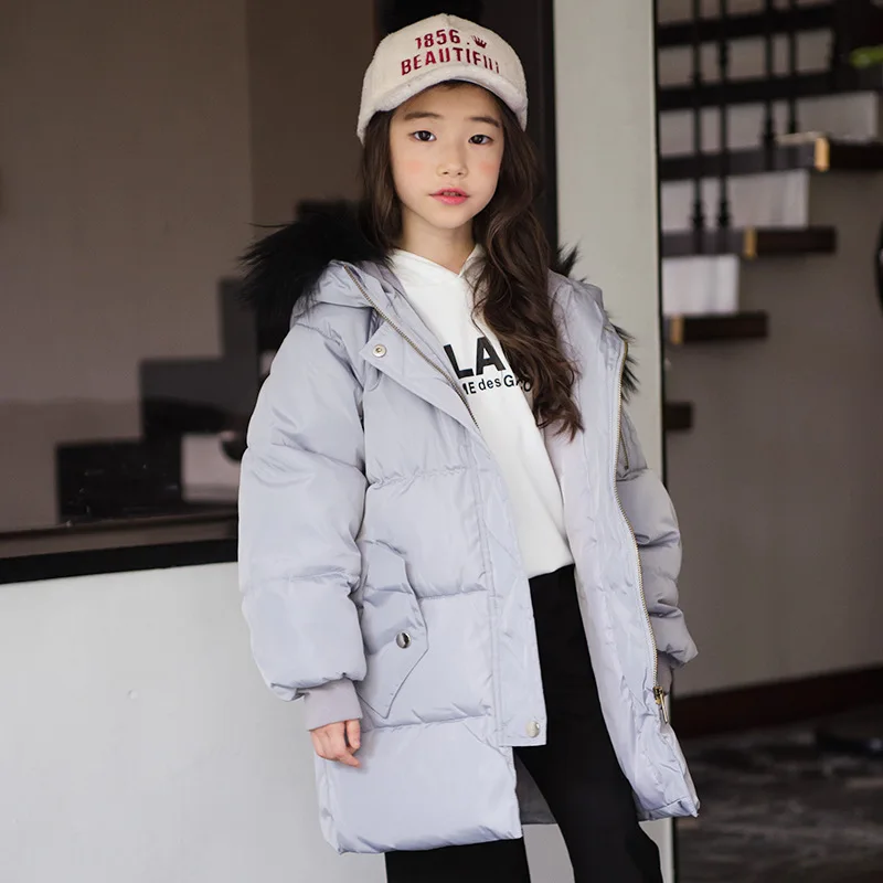 

New Year Fashion Children Winter Jacket Girl Winter Coat Kids Warm Thick Fur On Hooded Long Down Coats For Teenage 9 10 12 Years