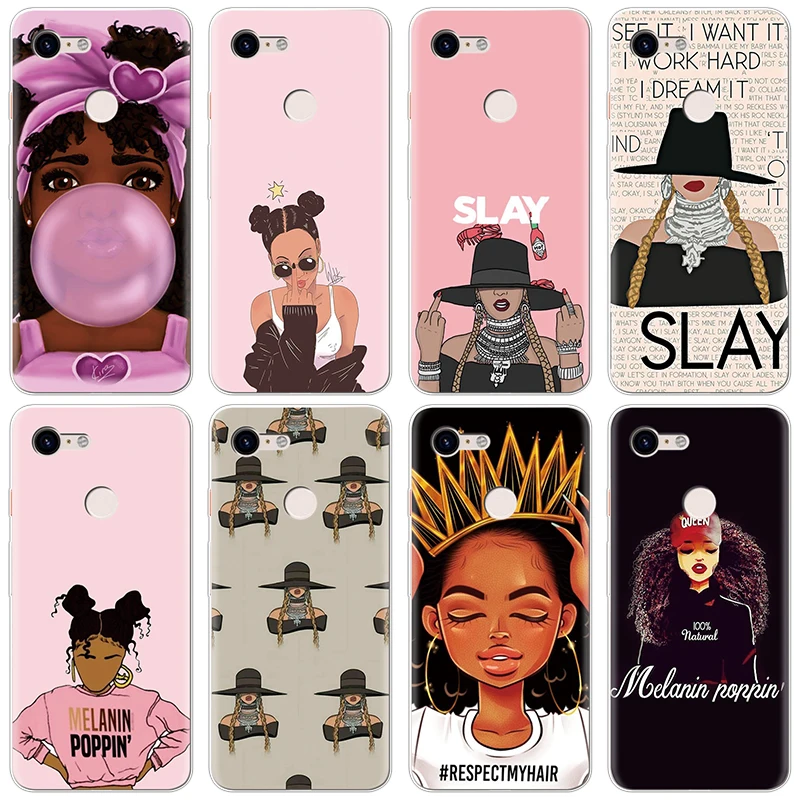 

Fashion Afro Girls Melanin Queen Silicone Case For Google Pixel 3a XL Cover Case For Google Pixel 2 3 XL Coque TPU Soft Luxury