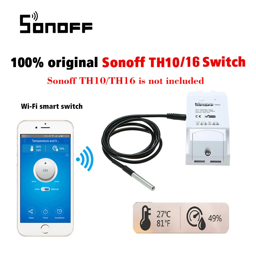 Водонепроницаемый датчик температуры SONOFF DS18B20 домашняя Автоматизация|Модули для