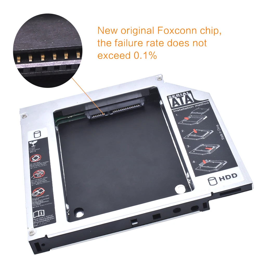  Original Universal 2nd HDD Caddy 12.7mm IDE to SATA 3.0 Adapter for 2.5
