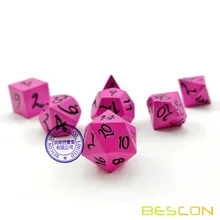 Bescon новые твердые металлические игральные кости набор темно-розовый, металлические RPG миниатюрные многогранные кости Набор из 7 для ролевых игр