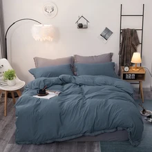 Чистый цвет, стираный хлопковый комплект постельного белья, 3 шт., пододеяльник, наволочки, одеяло, Комплект постельного белья, постельное белье, постельное белье, 7 размеров