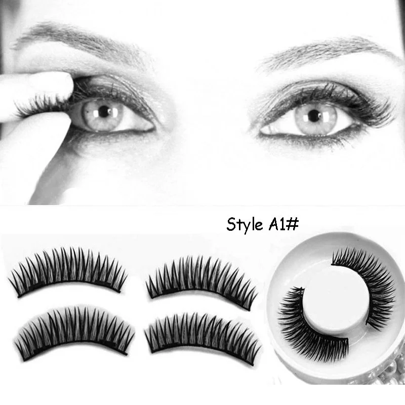 

4Pcs/Pack 3D Magnetic Handmade Eyelashes with Super 2 Magnets Easy Wear Natural False Eyelashes with Box Tools Gifts 2 Style