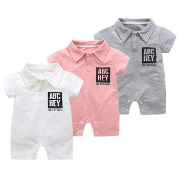 

3 PCS/lot infant baby rompers summer short sleeve cotton jumpusit newborn Boys girls solid color pajamas clothing bebe rompers