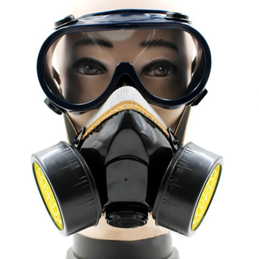 

Dual Cartridge Anti-Dust Mask Chemical Safety Painting Gas Filter Respirator with Goggles Industrial Safety Equipment