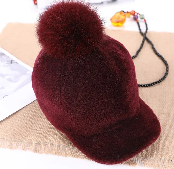 Горячая Распродажа, женская шапка, зимняя утолщенная меховая шапка, зимняя теплая шапка для стрижки овец с меховым помпоном из лисы, шапка KWA641