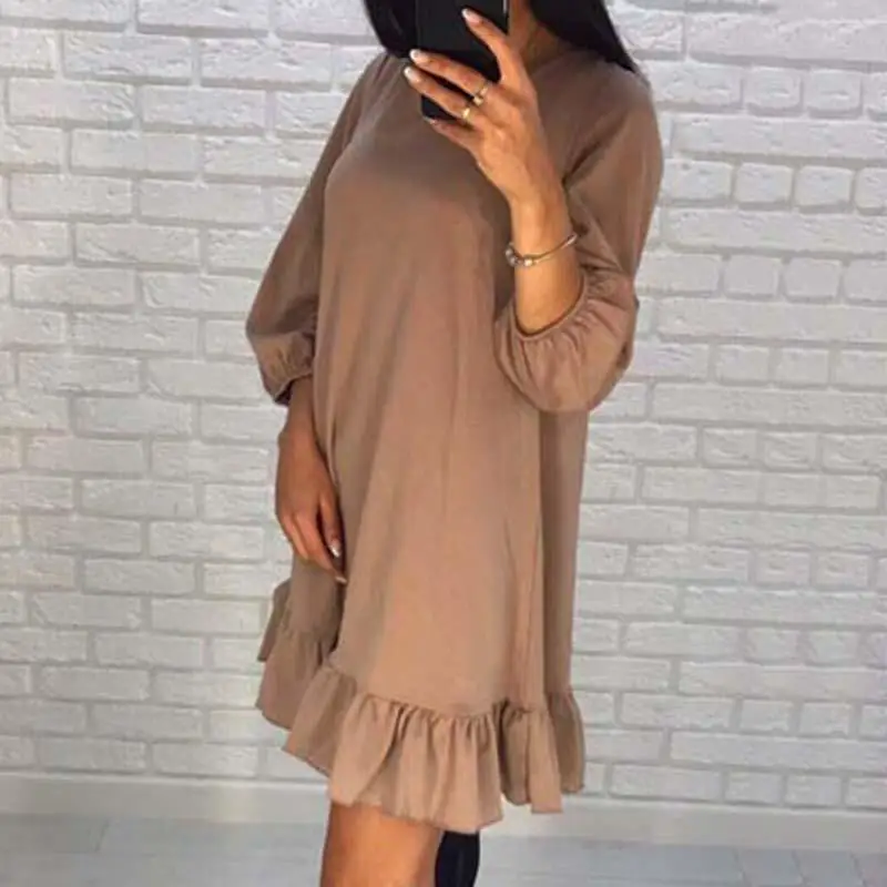 Женское короткое платье с рукавами фонариками оборками и весна осень 2018|dress for|dress