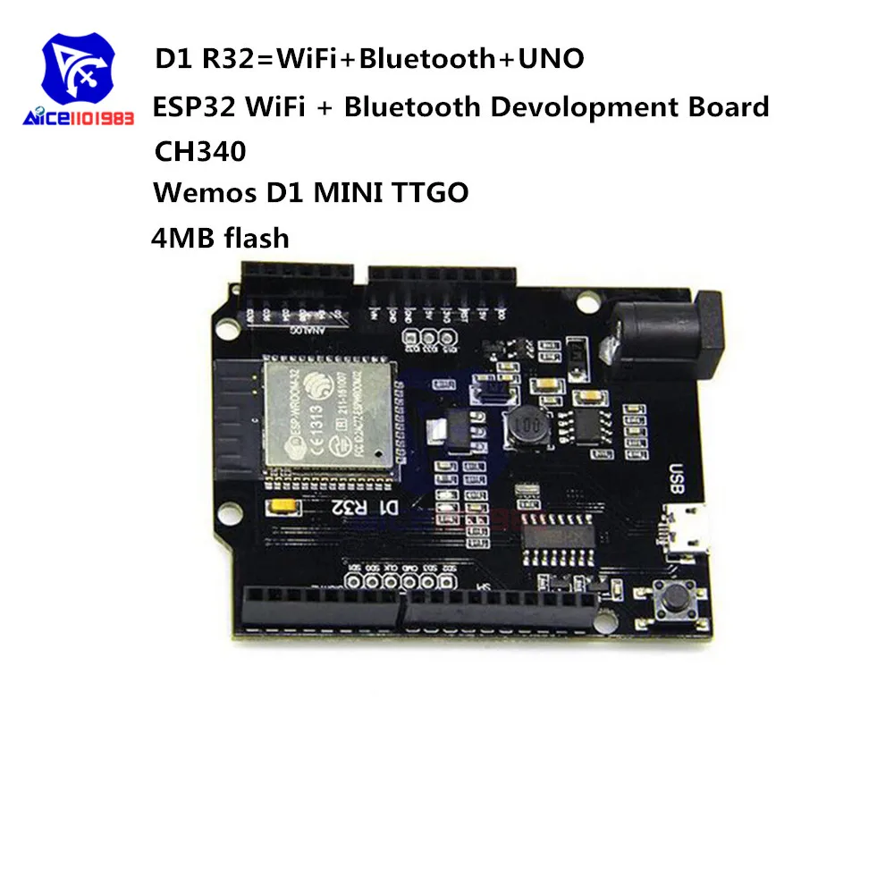 Макетная плата постоянного тока 5-12 В для Arduino UNO R3 Wemos TTGO D1 R32 Mini ESP32 wifi Беспроводная Bluetooth CH340 с адаптером Micro USB