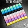 Porte-clés de modification PBT, profil OEM, 14 clés, avant haut imprimé, avec tiges Cherry MX, imprimé, légende rouge, noir, bleu, violet, rose ► Photo 1/3