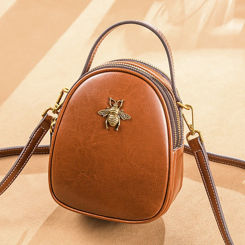 

Multifunction Vintage Genuine Leather Bags Women Handbag Shoulder Crossbody Bag Female Menssenger Bag Oil Wax Leather Mini Tote