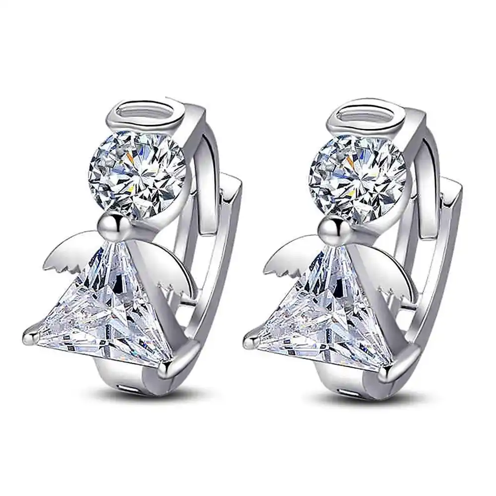 Серьги-кольца с кристаллами ангела для женщин серьги из стерлингового серебра 925 пробы ювелирные изделия сережки Brincos Brinco Oorbellen Pendientes Gif