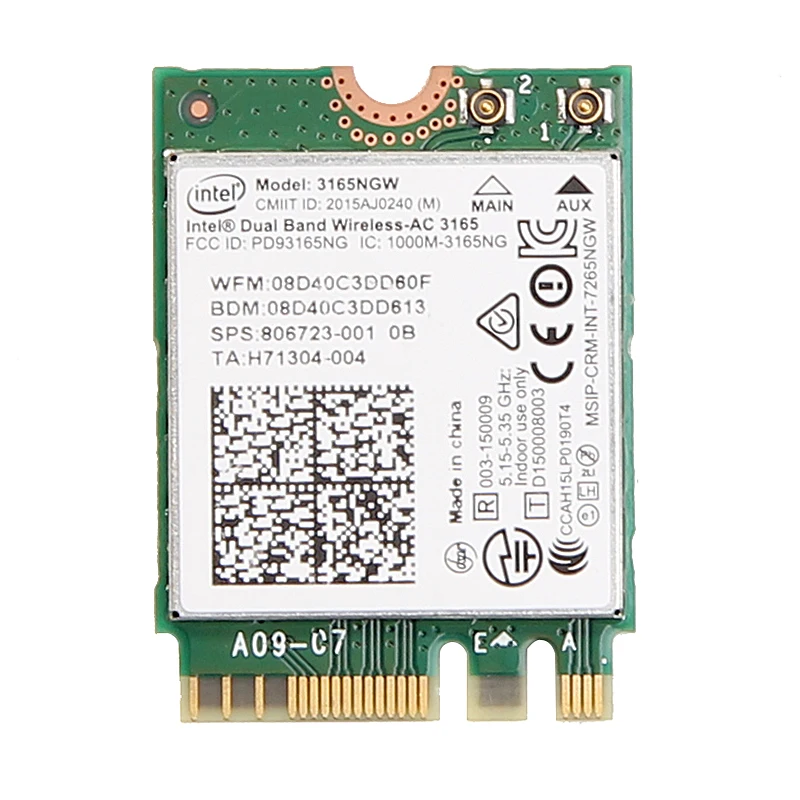 Двухдиапазонный 2,4G/5 ГГц 433 Мбит/с беспроводной AC 3165 NGFF 802.11ac WiFi Intel 3165NGW M.2 WLAN карта+ Bluetooth 4,0 сетевой мини-адаптер