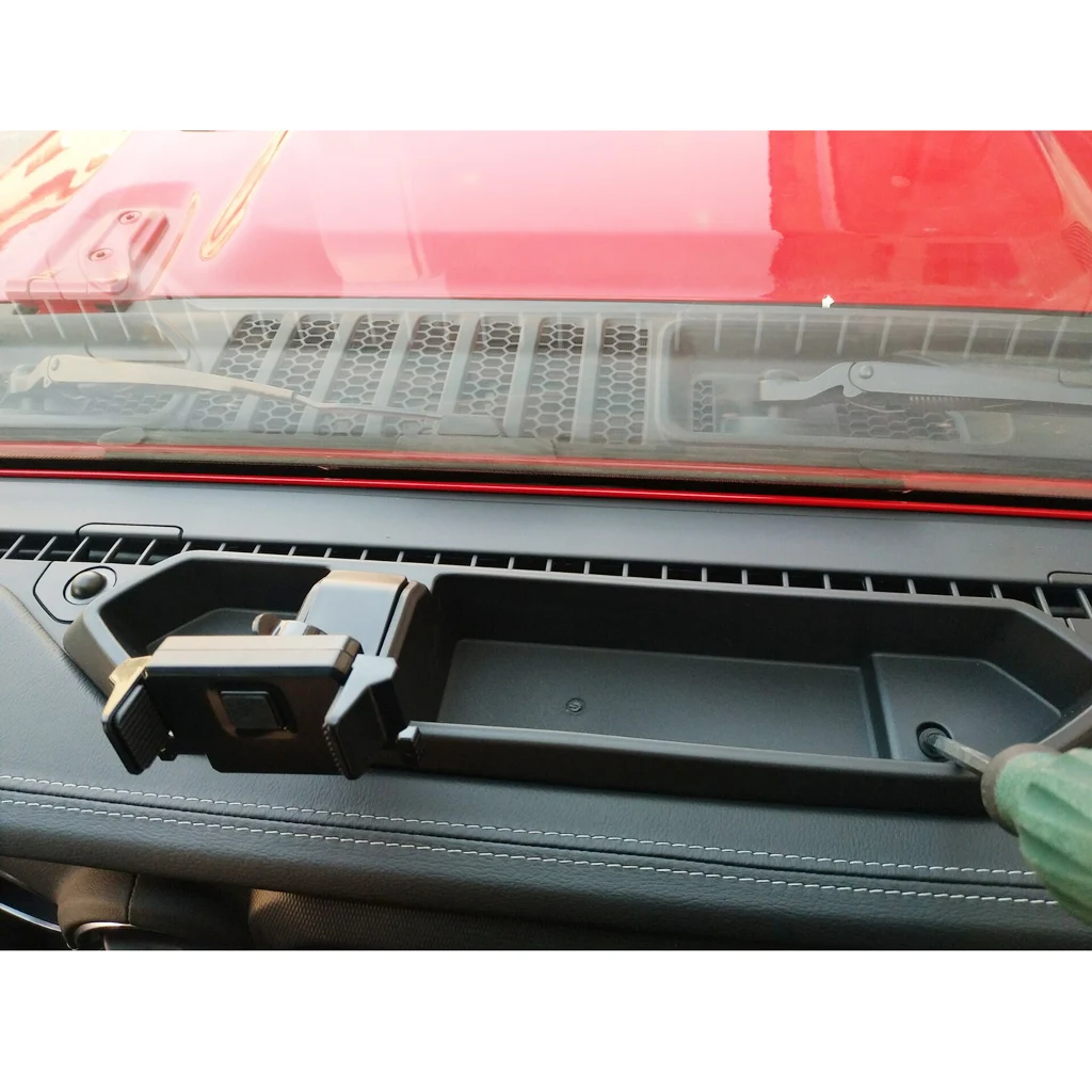 Black ABS Mobile Phone Holder Car GPS Bracket Dash Mount Holder Storage Box For Jeep Wrangler JL 2018 17.32x3.74x2.76 Inch