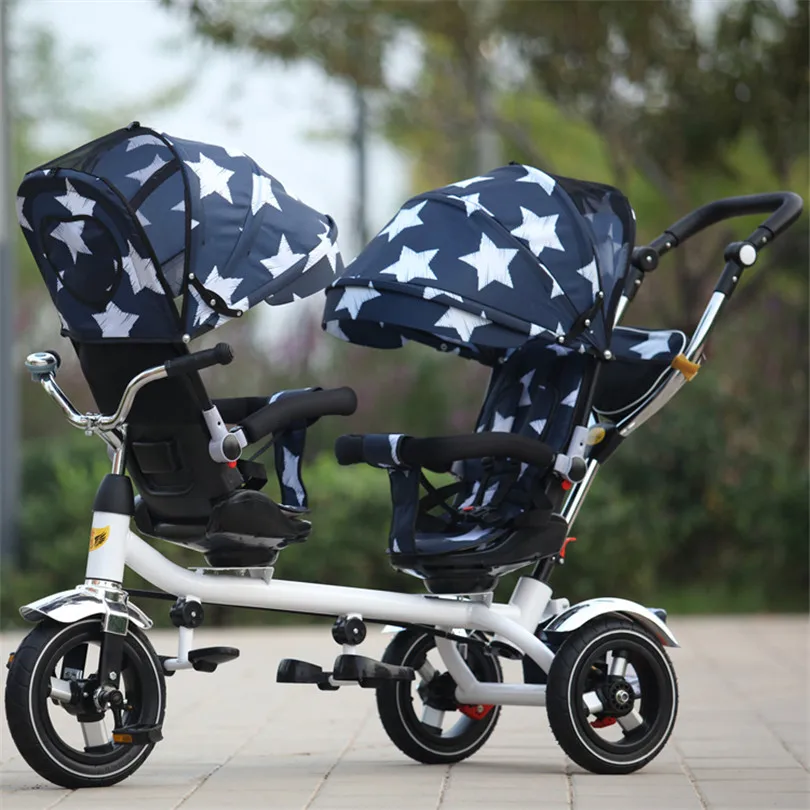 Child tricycle stars twins stroller 2017 rubber wheel Twins Child
