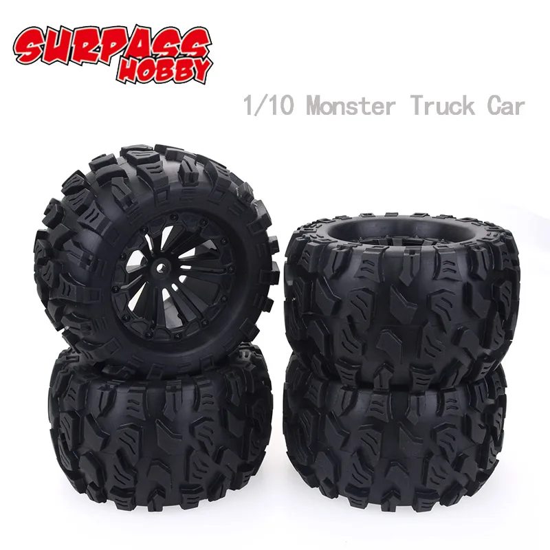 

4Pcs RC Rubber Sponge Tires Tyre Rim Wheel For RC 1/10 Scale Models RC Car HSP Off Road Monster Truck 94111 94108 94188