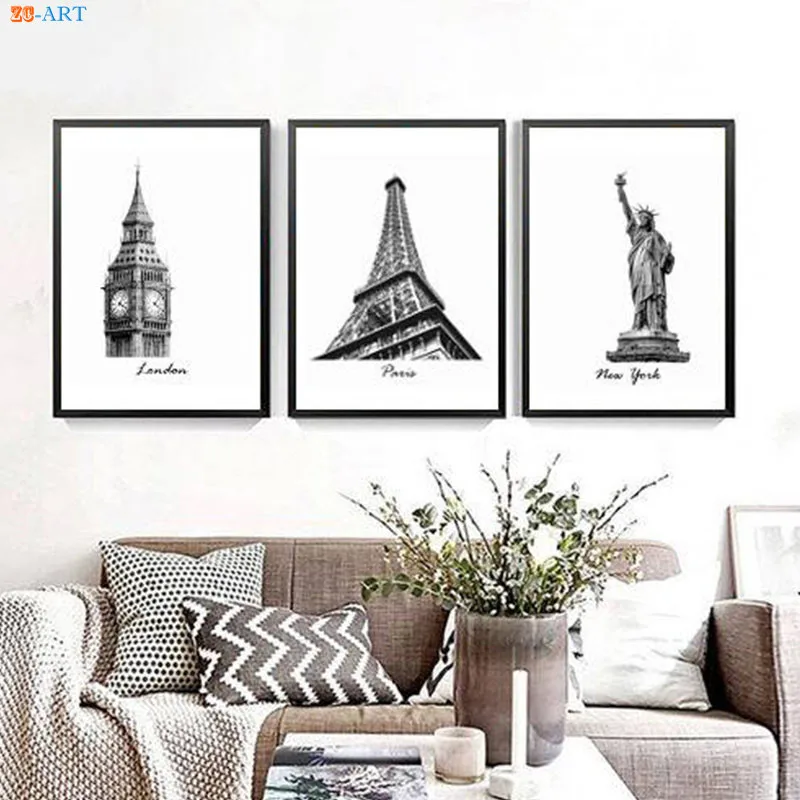 Architecture Poster Black And White London New York Paris Wall Art London New York Paris Wall Art