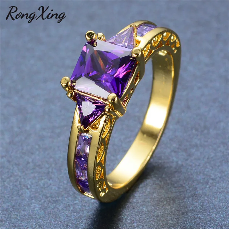 Женские кольца с фиолетовыми цирконами RongXing