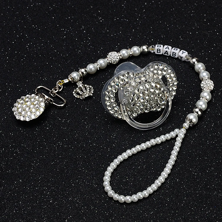 

MIYOCAR custom -Any name Bling bling hand made pacifier clips/soother chain holder Dummy clip/Teethers clip