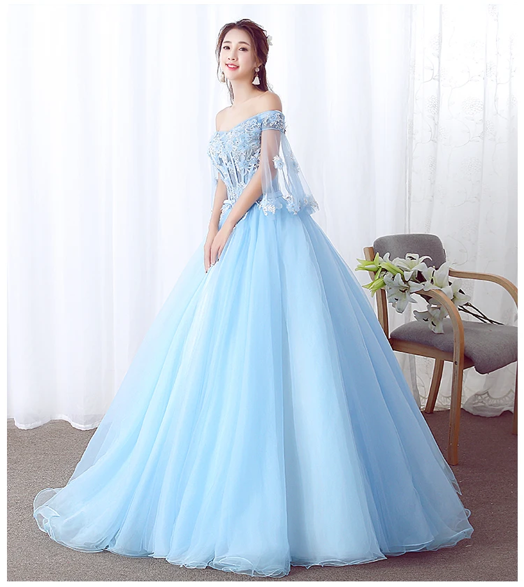See through Evening dresses long 2018 graduation date baby blue Evening Dress New Arrival Formal Dress vestido longo para festa