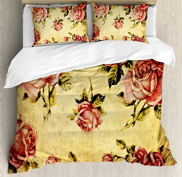 Us 151 99 Duvet Cover Set Old Fashioned Victorian Style Rose Pattern With Dramatic Color Boho Art Design 4 Piece Bedding Set In Bedding Sets From