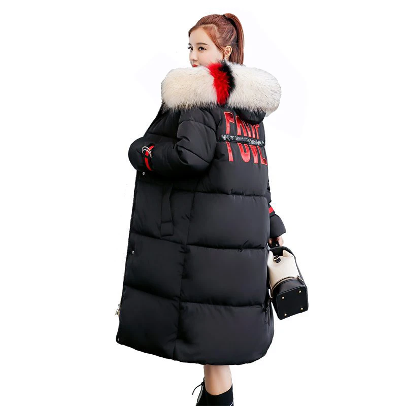 ##BUY Rlyaeiz 2018 Winter Jacket Women Streetwear Down Cotton Long Coat Colorful Large Fur Collar Thicken Warm Female Winter Coat