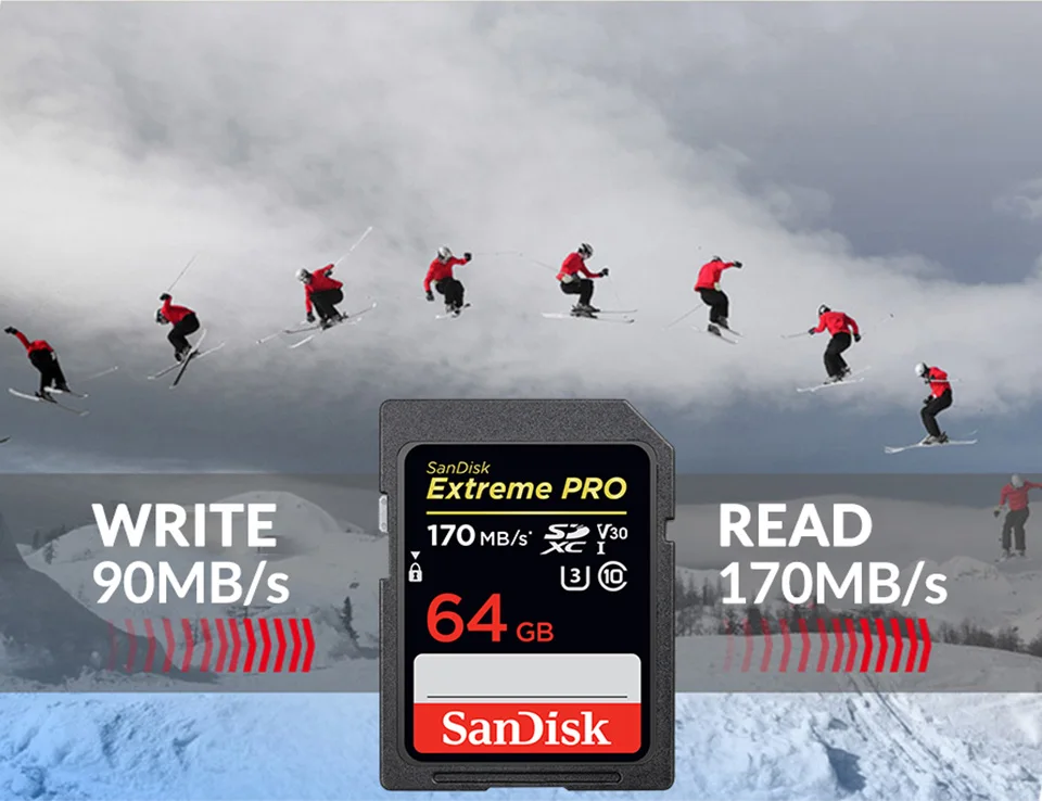 Двойной Флеш-накопитель SanDisk Extreme PRO SD карта, 32 ГБ, 64 ГБ, 128 ГБ SDHC/SDXC UHS-I Class 10 95 МБ/с. V30 карта памяти sd-карта для цифровой камеры