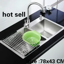 Бытовая стандартная кухонная ручная раковина двойной паз сделать блюда 304 из нержавеющей стали модная Горячая 78x43 см