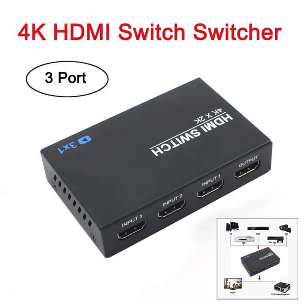 3 Порты и разъёмы HDMI 4 K Switcher Splitter концентратор ИК-пульт для HDTV Xbox PS3 PS4 мультимедиа