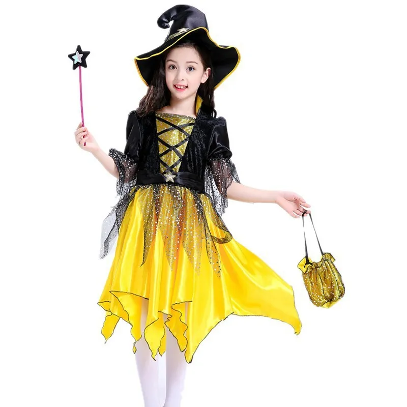 

Hot Sale Halloween Dresses Children Kids Girls Cosplay Halloween Party Costume Halloween Costume Dress With Hat